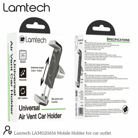 Suport auto Lamtech, Universal, , Grila de ventilatie, Negru