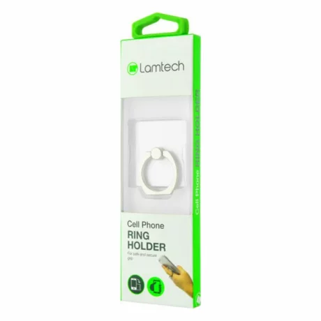 Suport tip inel pentru telefon, Rotire 360 grade, Alb LAM443482