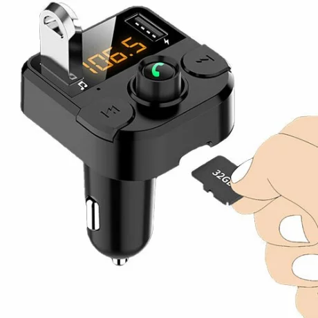 Transmitter FM Lamtech, 3in1,  Bluetooth, Negru