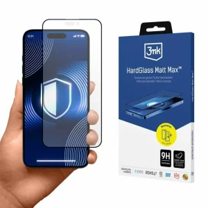 Folie de protectie 3mk HardGlass Matt Max pentru iPhone 16 Plus, Negru