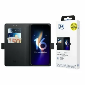 Husa de protectie 3mk Wallet Case pentru iPhone 16 Pro Max, Negru