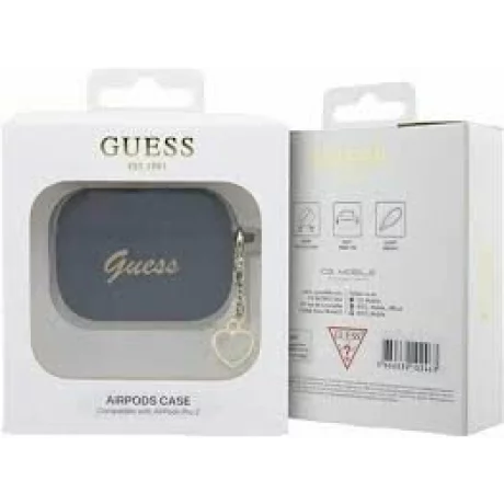 Husa de protectie Guess 4G Charms Heart Silicone pentru AirPods Pro 2, Negru