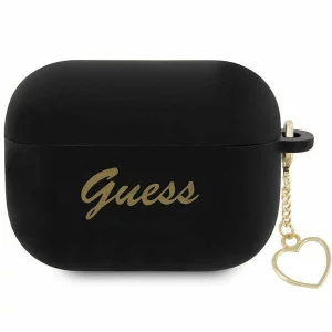 Husa de protectie Guess 4G Charms Heart Silicone pentru AirPods Pro 2, Negru