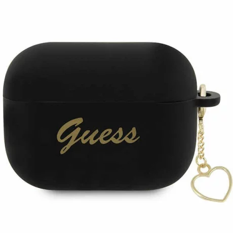 Husa de protectie Guess 4G Charms Heart Silicone pentru AirPods Pro 2, Negru