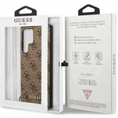 Husa de protectie Guess 4G Charms pentru Samsung Galaxy S23 Ultra, Maro