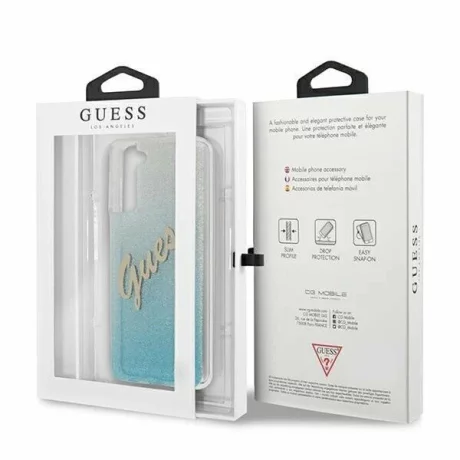 Husa de protectie Cover Guess Glitter Gradient pentru Samsung Galaxy S21 Plus GUHCS21MPCUGLSBL, Light Blue
