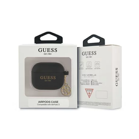 Husa de protectie Guess 4G Charms Silicone pentru AirPods 3, Negru