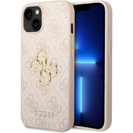 Husa de protectie Guess 4G Metal Logo pentru iPhone 14, Roz