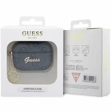 Husa de protectie Guess 4G Script Charms pentru AirPods Pro 2, Negru