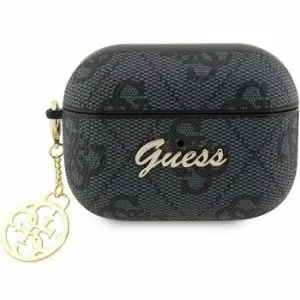 Husa de protectie Guess 4G Script Charms pentru AirPods Pro 2, Negru