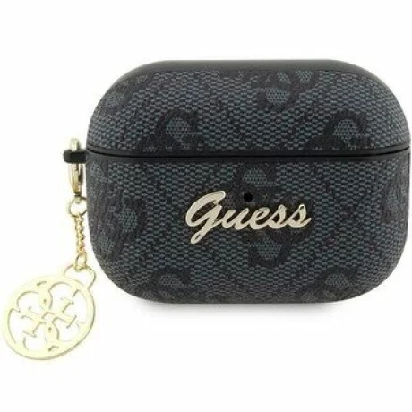 Husa de protectie Guess 4G Script Charms pentru AirPods Pro 2, Negru