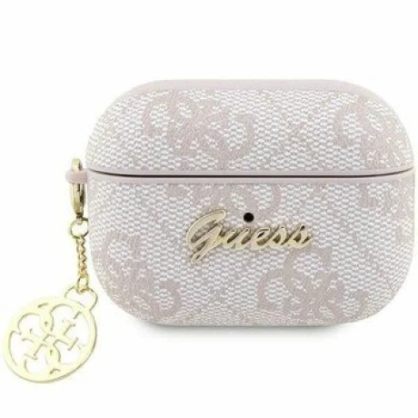 Husa de protectie Guess 4G Script Charms pentru AirPods Pro 2, Roz