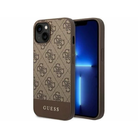Husa de protectie Guess 4G Stripe pentru iPhone 14, Maro
