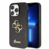Husa de protectie Guess Fixed Glitter 4G Metal Logo pentru iPhone 15 Pro, Negru