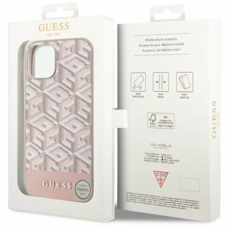 Husa de protectie Guess G Cube MagSafe pentru iPhone 14, Roz