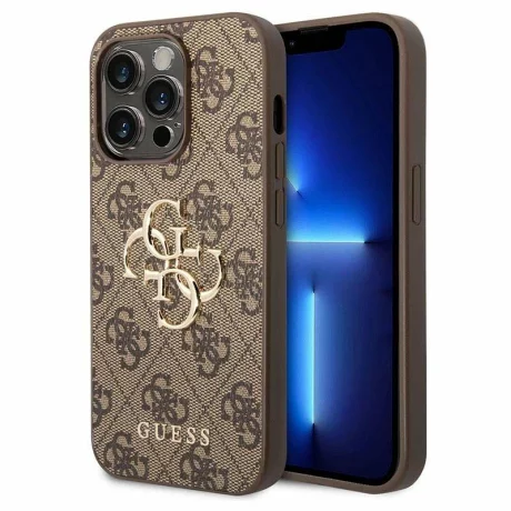 Husa de protectie Guess PU 4G Metal Logo Case for iPhone 15 Pro Brown