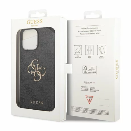 Husa de protectie Guess PU 4G Metal Logo Case for iPhone 15 Pro Grey
