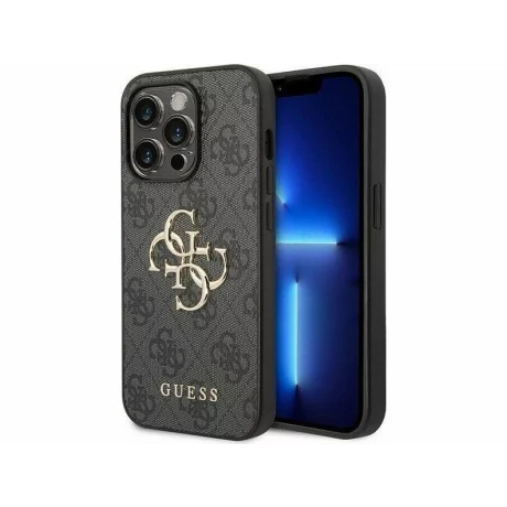 Husa de protectie Guess PU 4G Metal Logo Case for iPhone 15 Pro Grey
