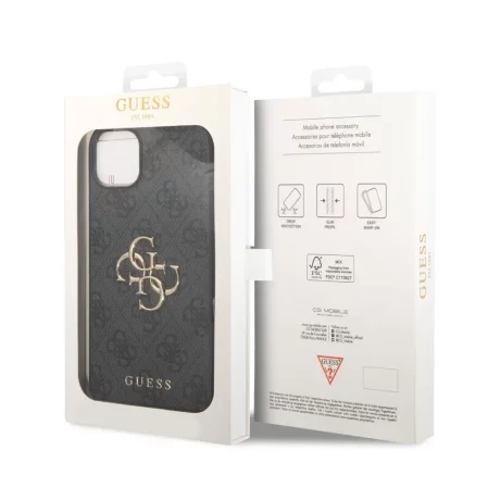 Husa de protectie Guess PU 4G Metal Logo Case for iPhone 15 Pro Max Grey