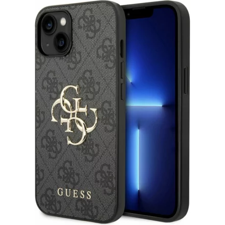 Husa de protectie Guess PU 4G Metal Logo Case for iPhone 15 Pro Max Grey