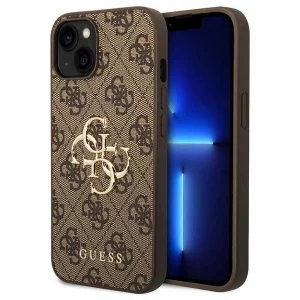 Husa de protectie Guess PU 4G Metal Logo pentru iPhone 15 Brown