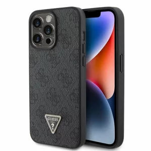 Husa de protectie Guess PU 4G Strass Triangle Metal Logo Case for iPhone 15 Pro Max Black