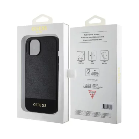 Husa de protectie Guess PU 4G Stripe MagSafe Case for iPhone 15 Black