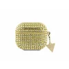 Husa de protectie Guess Rhinestones Triangle Metal Logo pentru AirPods 3, Auriu