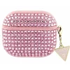Husa de protectie Guess Rhinestones Triangle Metal Logo pentru AirPods 3, Roz