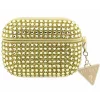 Husa de protectie Guess Rhinestones Triangle Metal Logo pentru AirPods Pro 2, Auriu