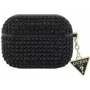 Husa de protectie Guess Rhinestones Triangle Metal Logo pentru AirPods Pro 2, Negru