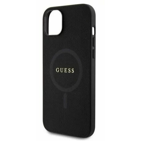 Husa de protectie Guess Saffiano MagSafe pentru iPhone 15, Negru