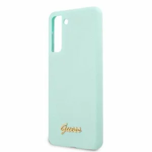 Husa de protectie Guess Silicone Metal Logo Script pentru Samsung Galaxy S21+ 5G, Vernil