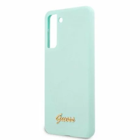 Husa de protectie Guess Silicone Metal Logo Script pentru Samsung Galaxy S21+ 5G, Vernil