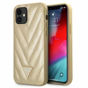Husa de protectie Guess V Quilted pentru iPhone 12 Mini GUHCP12SPUVQTMLBE, Gold