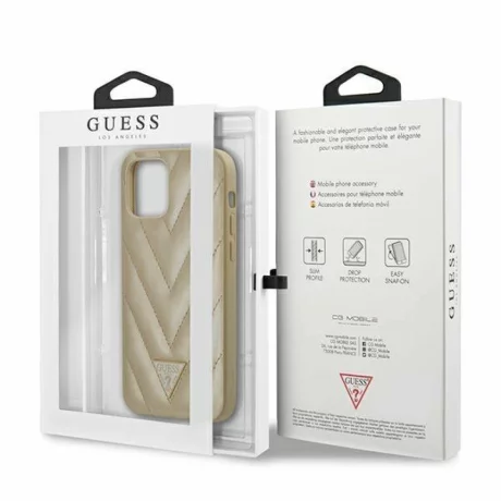 Husa de protectie Guess V Quilted pentru iPhone 12 Mini GUHCP12SPUVQTMLBE, Gold