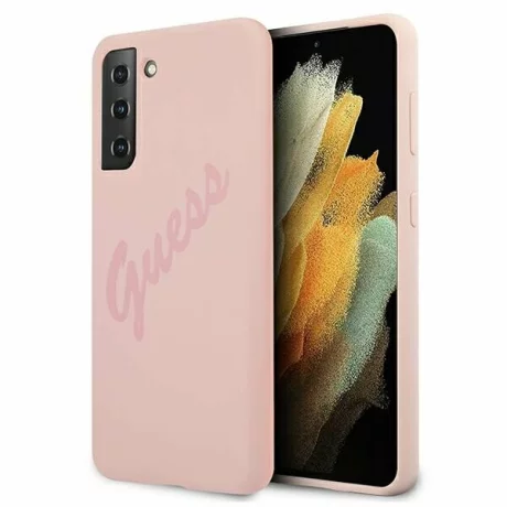 Husa de protectie Guess Vintage Script pentru Samsung Galaxy S21+ 5G,Roz