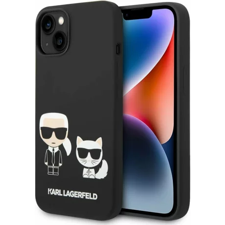 Husa de protectie Karl Lagerfeld Case Liquid Silicone Karl and Choupette MagSafe Compatible pentru iPhone 14 Plus, Negru