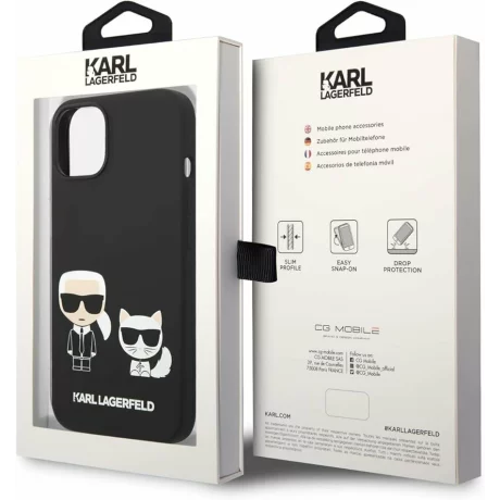 Husa de protectie Karl Lagerfeld Case Liquid Silicone Karl and Choupette MagSafe Compatible pentru iPhone 14 Plus, Negru