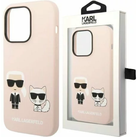 Husa de protectie Karl Lagerfeld Case Liquid Silicone Karl and Choupette MagSafe Compatible pentru iPhone 14 Pro Max, Roz