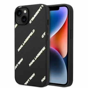 Husa de protectie Karl Lagerfeld Grained Leather Logomania pentru iPhone 14, Negru