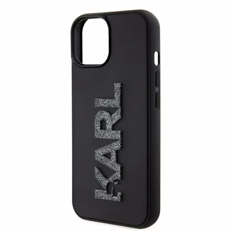 Husa de protectie Karl Lagerfeld Karl Lagerfeld 3D Rubber Glitter Logo Karl Case for iPhone 15 Black