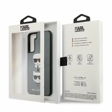 Husa de protectie Karl Lagerfeld Karl Lagerfeld Saffiano K&amp;C pentru Samsung Galaxy S21 Plus Silver