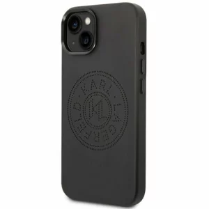 Husa de protectie Karl Lagerfeld Leather Perforated Logo pentru iPhone 14 Plus, Negru