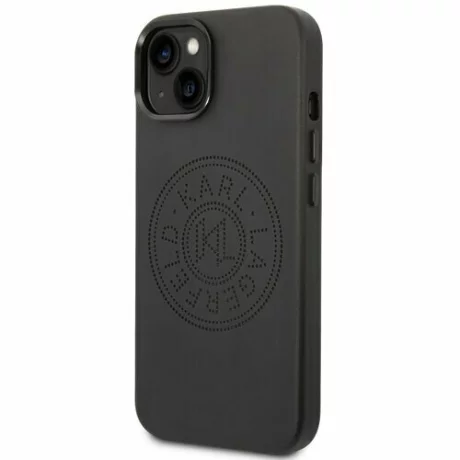 Husa de protectie Karl Lagerfeld Leather Perforated Logo pentru iPhone 14 Plus, Negru