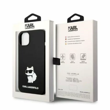 Husa de protectie Karl Lagerfeld Liquid Silicone Choupette NFT pentru iPhone 14 Plus, Negru