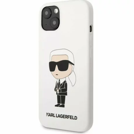 Husa de protectie Karl Lagerfeld Liquid Silicone Ikonik NFT pentru iPhone 13, Alb