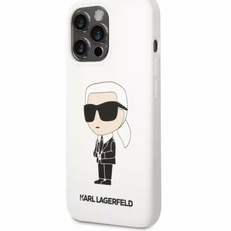 Husa de protectie Karl Lagerfeld Liquid Silicone Ikonik NFT pentru iPhone 13 Pro Max, Alb