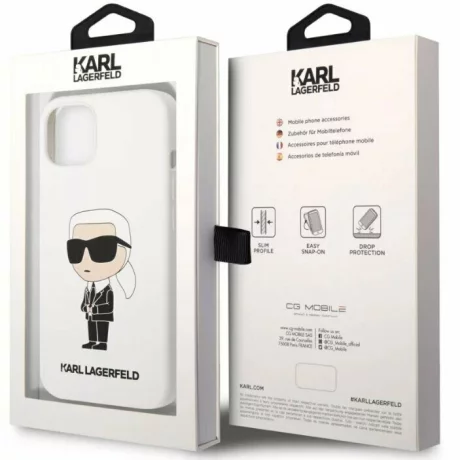 Husa de protectie Karl Lagerfeld Liquid Silicone Ikonik NFT pentru iPhone 13 Pro Max, Alb