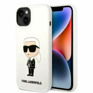 Husa de protectie Karl Lagerfeld Liquid Silicone Ikonik NFT pentru iPhone 14 Plus, Alb